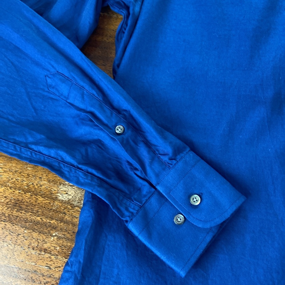 J Lindeberg Slim Fit Men’s Button Down Dress Shirt Blue Cotton 39/15.5 - Picture 3 of 7